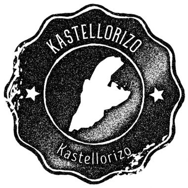 Kastellorizo harita vintage damgası Retro tarzı el yapımı etiketi rozet veya öğe seyahat Hediyelik eşyalar için