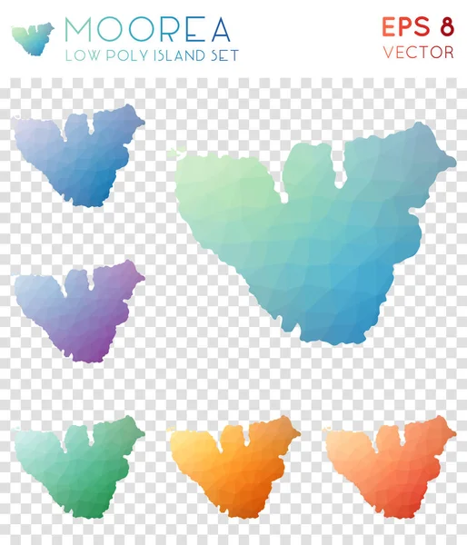 Moorea geometrický polygonální map mosaic styl ostrov kolekce dramatické nízké poly styl moderní — Stockový vektor