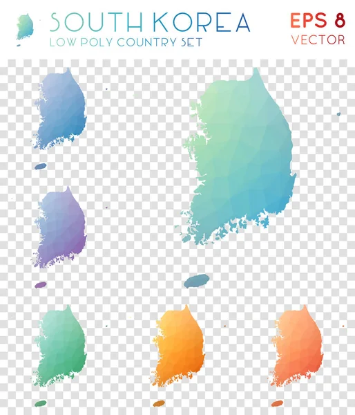 South Korea geometric polygonal maps mosaic style country collection Overwhelming low poly style — Stock Vector