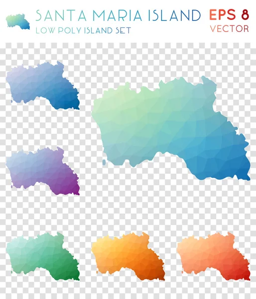 Santa Maria Island geométrica mapas poligonais estilo mosaico ilha coleção Magnético baixo poli — Vetor de Stock