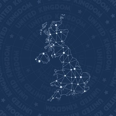 İngiltere ağ takımyıldızı tarzı ülke Haritası göz alıcı alan tarzı modern tasarım