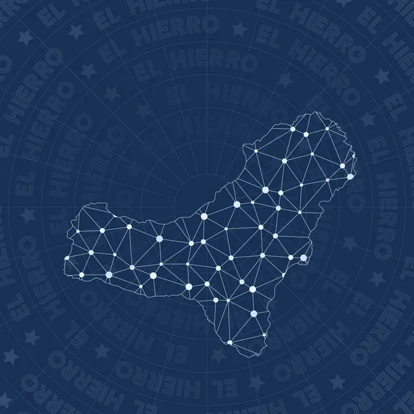 El Hierro red constelación estilo isla mapa Notable espacio estilo moderno diseño El Hierro — Archivo Imágenes Vectoriales