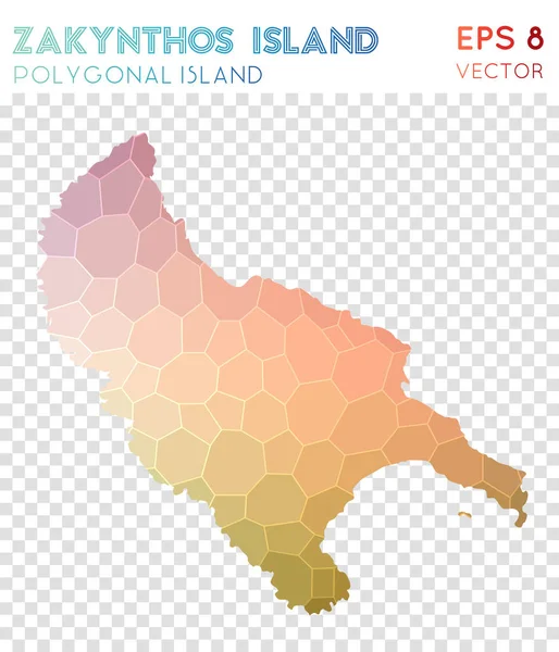 Isla de Zakynthos mapa poligonal isla de estilo mosaico Diseño moderno de estilo polivinílico bajo notable — Vector de stock