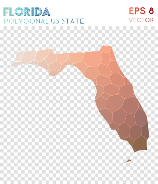우리 외 로우 폴 리 스타일 현대 국가 플로리다 다각형 지도 모자이크 스타일 디자인 플로리다 — 스톡 벡터