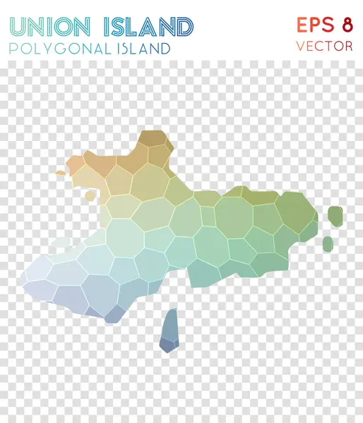 Union Island mapa poligonal isla de estilo mosaico Diseño moderno de estilo polivinílico bastante bajo Union Island — Vector de stock