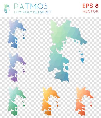 Patmos geometrik poligonal haritalar mozaik tarzı ada koleksiyonu büyüleyici düşük Poli tarzı modern