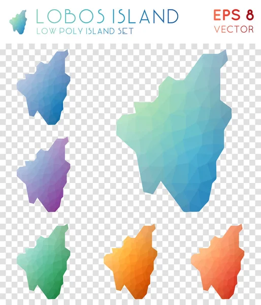 Lobos Island geométricos mapas poligonales colección isla estilo mosaico Brillante bajo estilo poli — Vector de stock