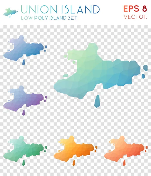 Union Island geométrica mapas poligonais mosaico estilo ilha coleção Muito baixo estilo poli moderno — Vetor de Stock