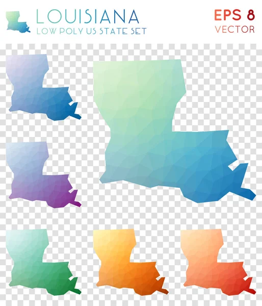 Louisiana geometrik poligonal haritalar mozaik bize Devlet Koleksiyonu iyi düşük Poli tarzı modern stil — Stok Vektör