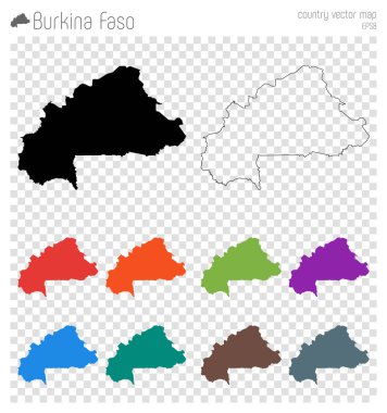 Burkina Faso yüksek Detaylı harita ülke siluet simge izole Burkina Faso siyah harita anahat