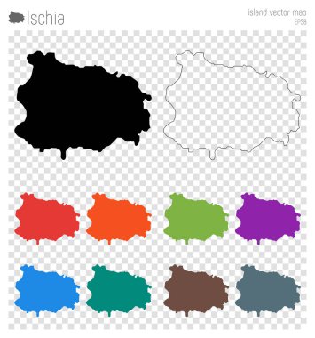 Ischia high detailed map Island silhouette icon Isolated Ischia black map outline Vector clipart