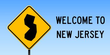 New Jersey harita üzerinde yol işaret New Jersey ile geniş poster bize devlet harita üzerinde sarı rhomb yol işaret
