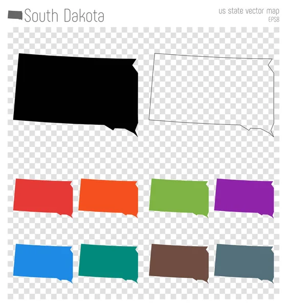 Güney Dakota yüksek Detaylı harita bize devlet siluet simge izole Güney Dakota siyah harita anahat — Stok Vektör