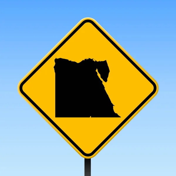 Egypte carte sur panneau de signalisation Affiche carrée avec l'Egypte carte de pays sur panneau jaune losange Vector — Image vectorielle