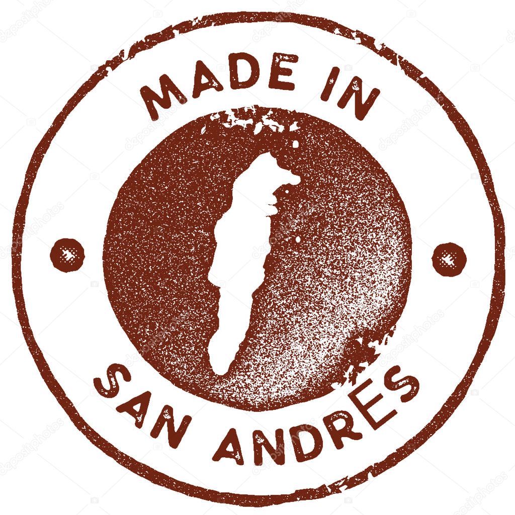 San Andres map vintage stamp Retro style handmade label badge or element for travel souvenirs Red