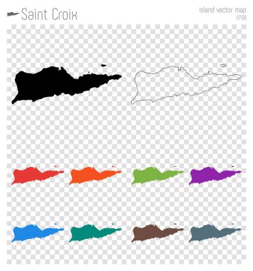 Saint Croix yüksek Detaylı harita Adası siluet simge izole Saint Croix siyah harita anahat
