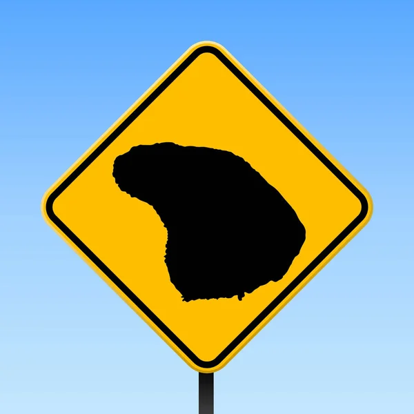 도 라나이 지도 서명 노란색 마름모도로 표지판 벡터에 라나이 섬 지도 함께 광장 포스터 — 스톡 벡터