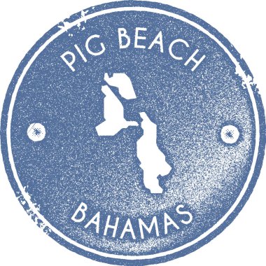 Domuz Beach harita vintage damgası Retro tarzı el yapımı etiketi rozet veya öğe seyahat Hediyelik eşyalar için