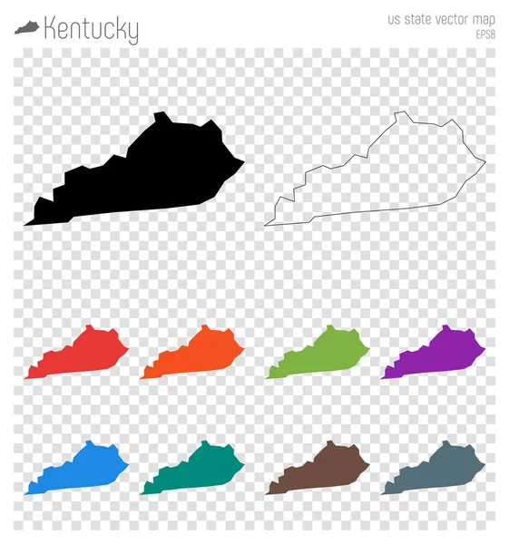 Carte haute détaillée du Kentucky Icône de silhouette d'état du Kentucky Carte noire isolée contour vectoriel — Image vectorielle