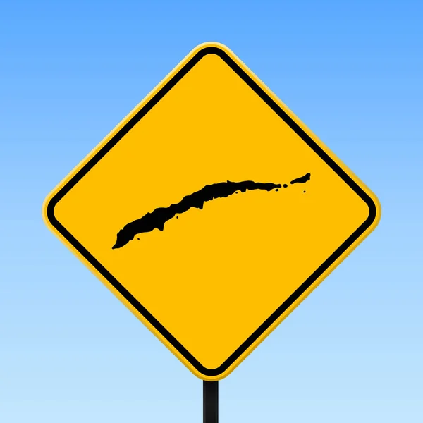 Roatan map on road sign square poster with roatan island map on yellow rhomb road sign vektor — Stockvektor