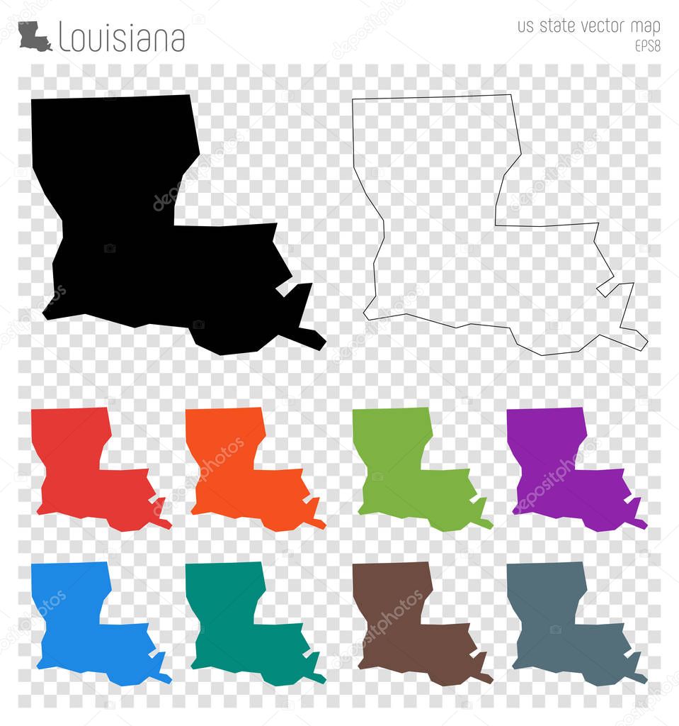 Louisiana high detailed map Us state silhouette icon Isolated Louisiana