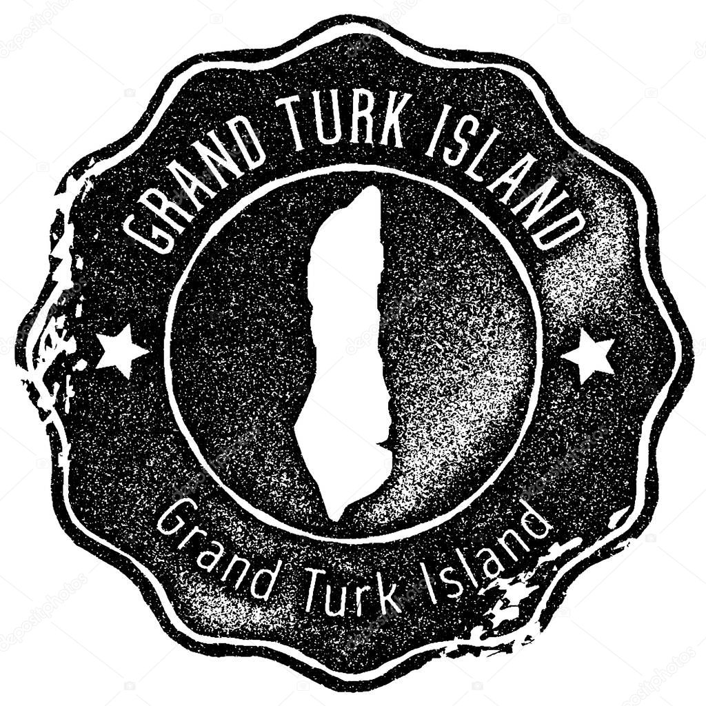 Grand Turk Island map vintage stamp Retro style handmade label badge or element for travel