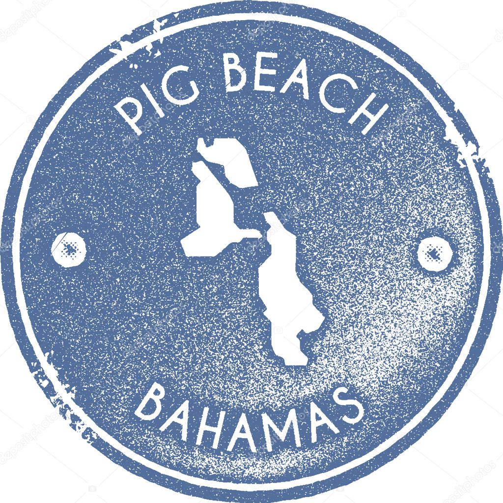 Pig Beach map vintage stamp Retro style handmade label badge or element for travel souvenirs