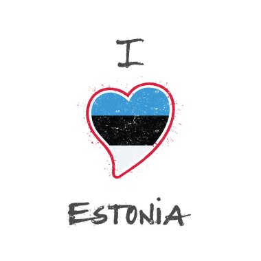 Estonya bayrağı vatansever tshirt tasarım kalp şeklinde Ulusal bayrağını Estonya beyaz arka plan