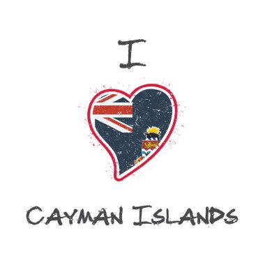 Ulusal bayrağını Cayman Adaları beyaz caymanian bayrak vatansever tshirt tasarım kalp şeklinde