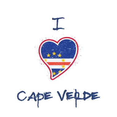 Cape Verdian bayrak vatansever tshirt tasarım kalp şeklinde beyaz Ulusal bayrağını Cape Verde