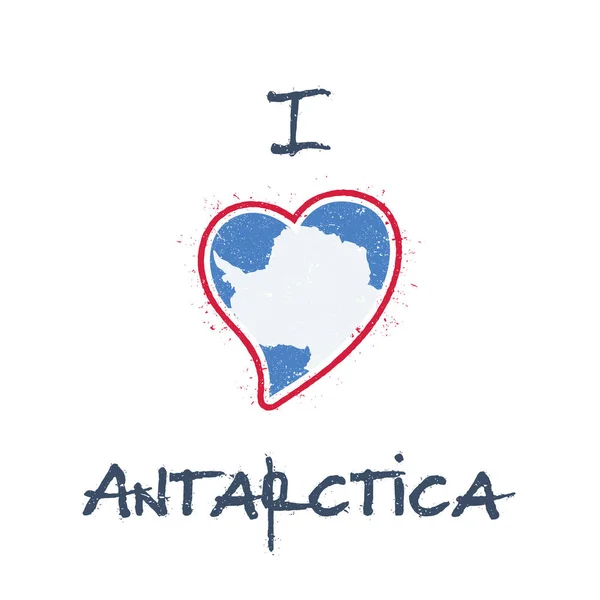 Antarctica vlag patriottische tshirt ontwerp hart vormige nationale vlag Antarctica op witte achtergrond — Stockvector