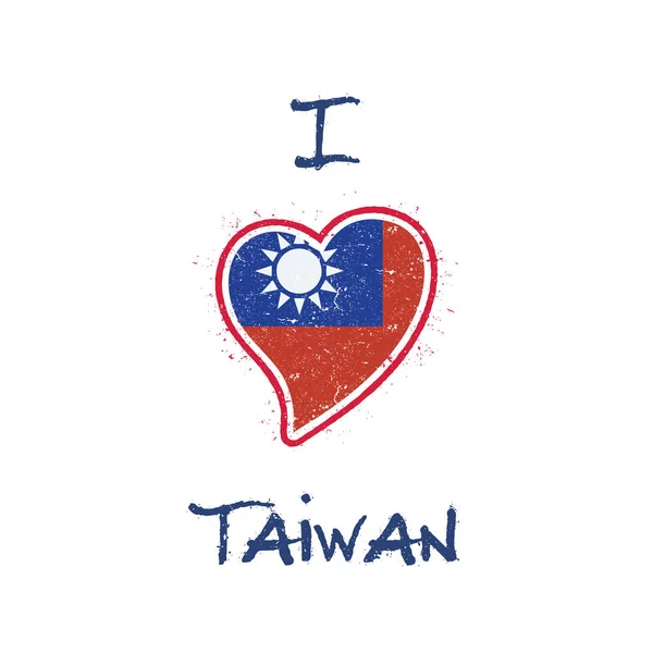 Taiwanese vlag patriottische tshirt ontwerp hart vormige nationale vlag van China Taiwan op — Stockvector