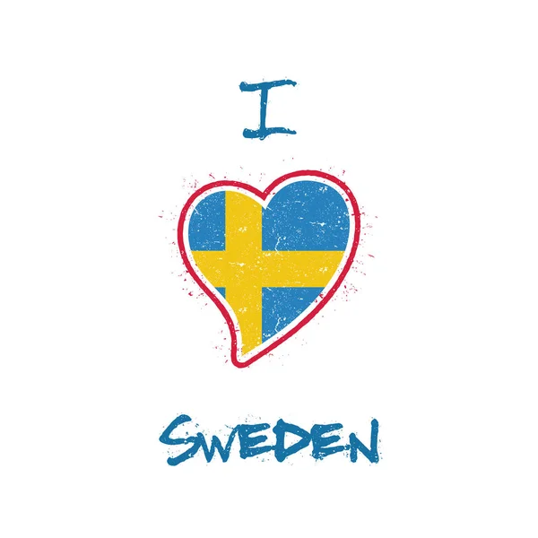 Nationale vlag Zweden op witte achtergrond Vector van de vorm van de Zweedse vlag patriottische tshirt ontwerp hart — Stockvector