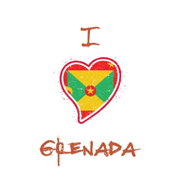 Grenadian vlag patriottische tshirt ontwerp hart vormige nationale vlag Grenada op witte achtergrond — Stockvector
