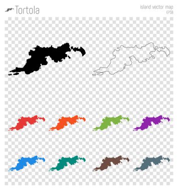 Tortola yüksek Detaylı harita Adası siluet simge izole Tortola siyah harita anahat vektör