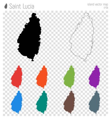 Saint Lucia yüksek Detaylı harita Adası siluet simge izole Saint Lucia siyah harita anahat