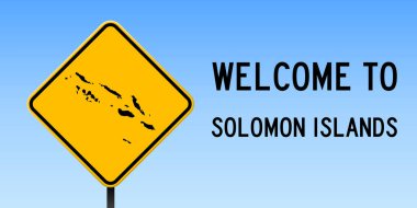 Yol işareti geniş poster haritada Solomon Adaları Solomon Adaları ülke harita sarı rhomb yolda