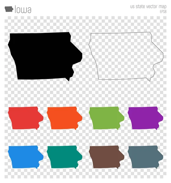 Детальная карта Айова Us state silhouette icon Isolated Iowa black map outline Vector — стоковый вектор