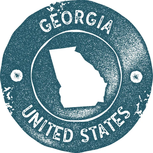 Georgia mapa vintage sello estilo retro etiqueta hecha a mano insignia o elemento para recuerdos de viaje Azul — Vector de stock