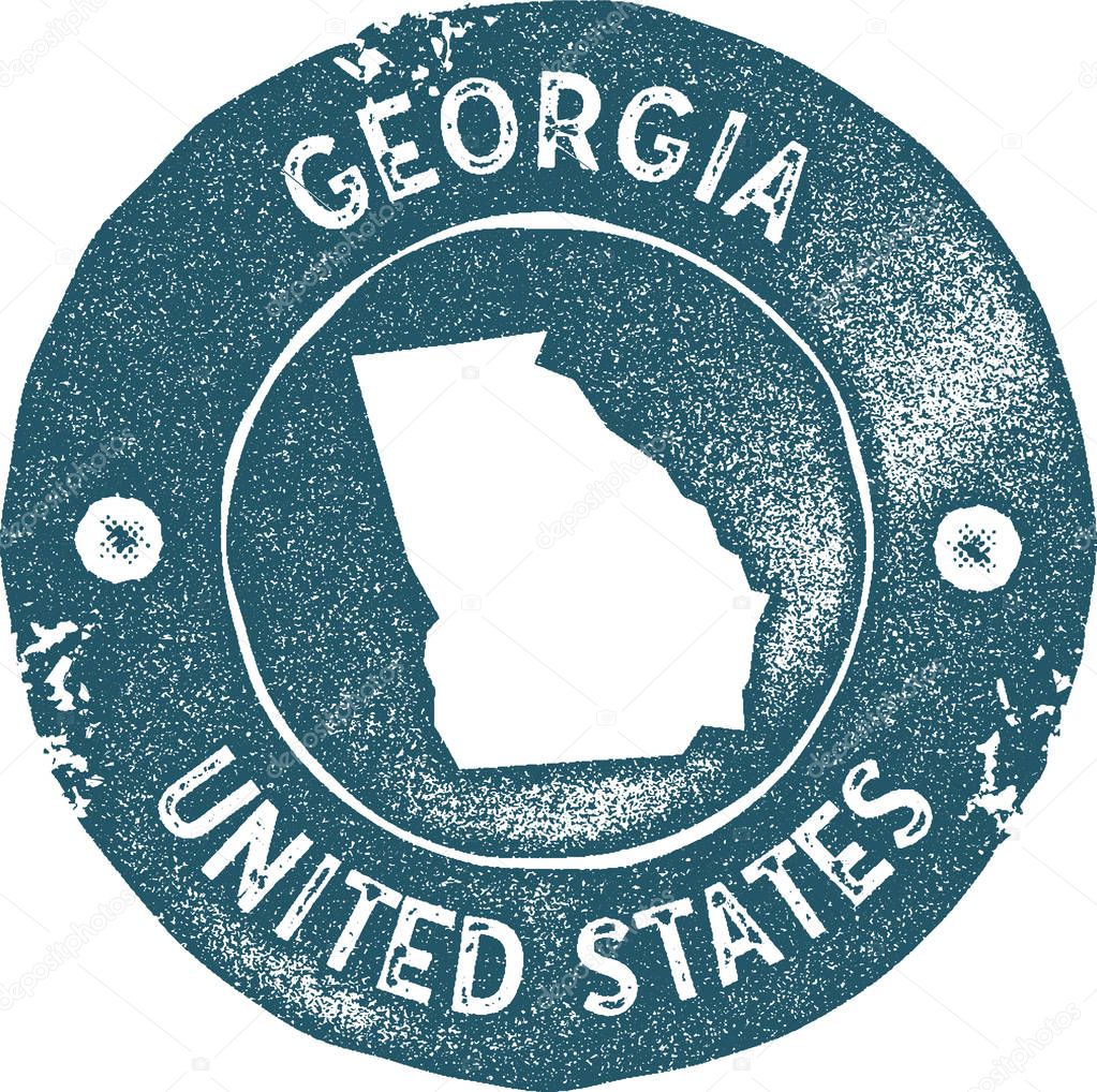 Georgia map vintage stamp Retro style handmade label badge or element for travel souvenirs Blue