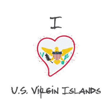 Meryem Adalı bayrak vatansever tshirt tasarım kalp şeklinde ulusal bayrak Virgin Adaları