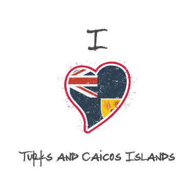 Turks ve Caicos Adalı bayrak vatansever tshirt tasarım kalp şeklinde ulusal bayrak Turks ve Caicos