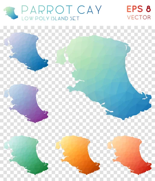 Papagaio Cay geométrica mapas poligonais estilo mosaico ilha coleção Fantástico baixo estilo poli — Vetor de Stock