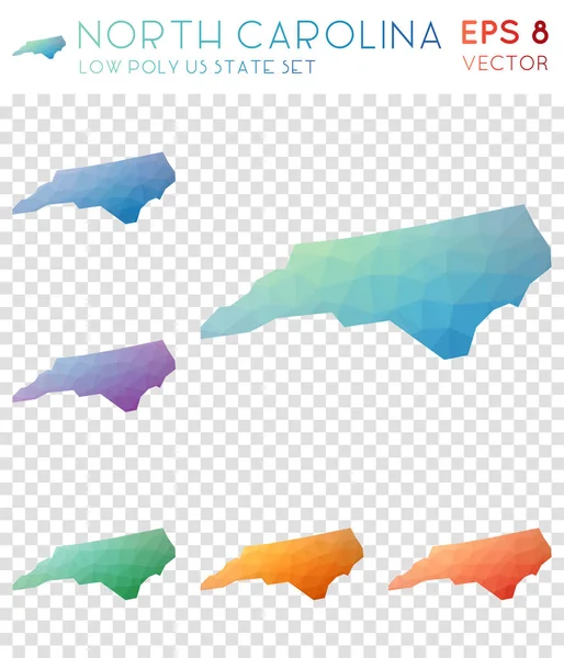 North Carolina geometrische veelhoekige kaarten mozaïek stijl ons staat collectie betoverende laag poly — Stockvector