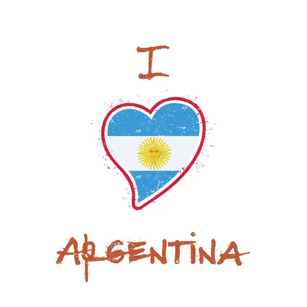 Bandera argentina diseño de camiseta patriótica Bandera nacional en forma de corazón Argentina sobre fondo blanco — Archivo Imágenes Vectoriales