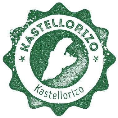 Kastellorizo harita vintage damgası Retro tarzı el yapımı etiketi rozet veya öğe seyahat Hediyelik eşyalar için