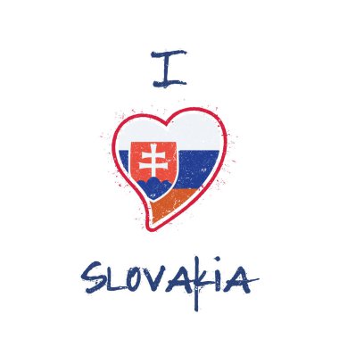 Slovak bayrak vatansever tshirt tasarım kalp şeklinde ulusal bayrak Slovakya beyaz arka plan üzerinde