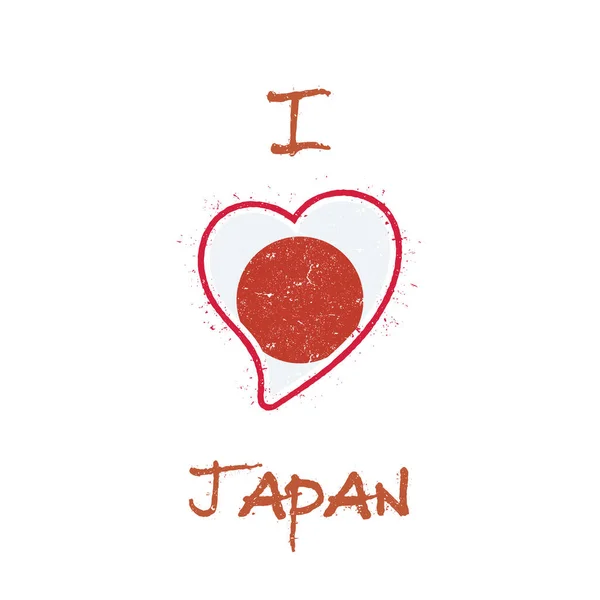 Diseño de camiseta patriótica bandera japonesa Bandera nacional en forma de corazón Japón sobre fondo blanco Vector — Vector de stock