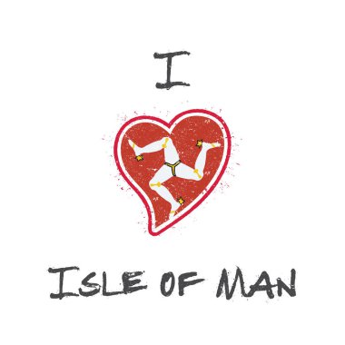 Manx vatansever tshirt tasarım kalp şeklinde Ulusal bayrağını Isle of Man beyaz arka plan bayrak