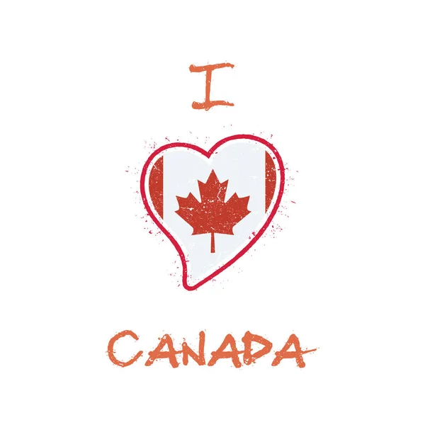 Bandera de Canadá diseño de camiseta patriótica Bandera nacional en forma de corazón Canadá sobre fondo blanco — Vector de stock